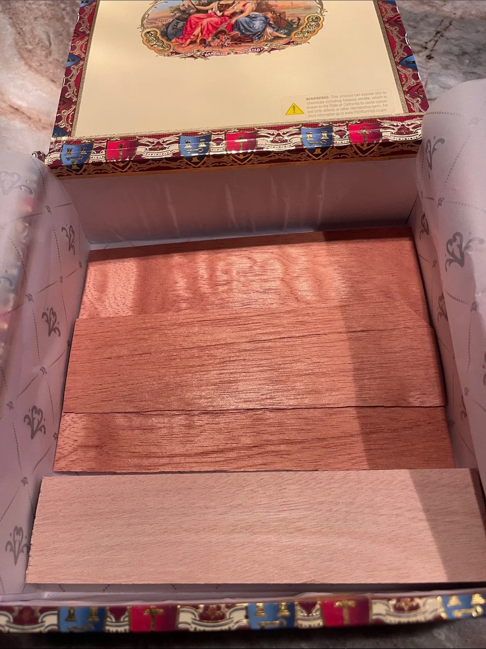 Decorative Cigar Box - Cream with Red Trim no cigars